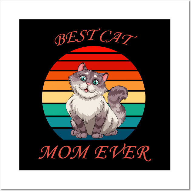 Vintage Best Cat Mom Ever Cat Mama Mother Gift for Women Wall Art by Trendy_Designs